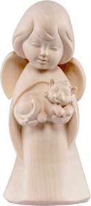 Copertina di 'Statuina dell'angioletto con gattino, linea da 6 cm, in legno naturale, collezione Angeli Sognatori - Demetz Deur'