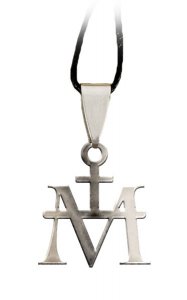 Copertina di 'Ciondolo in acciaio inox con monogramma mariano "M"'