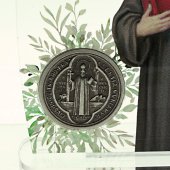 Immagine di 'Quadretto da appoggio in plexiglass trasparente "Sant'Antonio Prega per noi" con medaglia - dimensioni 11 x 8 cm'