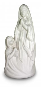 Copertina di 'Madonnina di Lourdes con Bernardette in ceramica bianca - da 17'