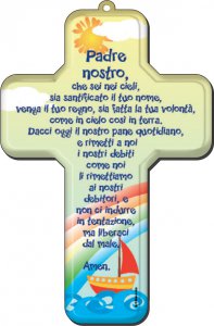 Copertina di 'Crocifisso per bambini con la preghiera del Padre Nostro in italiano - 12 x 18 cm'
