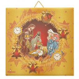 Copertina di 'Piastrellina Nativit con sfondo natalizio dorato'