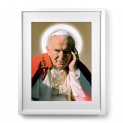 Copertina di 'Quadro "Papa Giovanni Paolo II" con passe-partout e cornice minimal - dimensioni 53x43 cm'