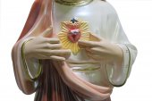 Immagine di 'Statua Sacro Cuore di Ges in gesso madreperlato dipinta a mano - 80 cm'