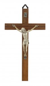 Copertina di 'Crocifisso da parete in legno di noce con Cristo in metallo - 17 cm'