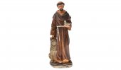 Statua in resina colorata "San Francesco con il lupo e la colomba" - altezza 30 cm