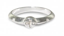 Copertina di 'Rosario anello con croce incisa in argento misura 15'