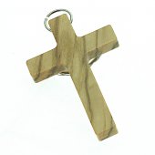 Immagine di 'Croce in legno d'ulivo con corpo in metallo e pagellina - dimensioni 7x4,5 cm'