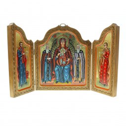 Copertina di 'Icona bizantina dipinta a mano "Madre di Dio con bambino" - 22x40 cm'