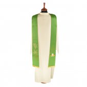 Stola verde in raso con simboli eucaristici