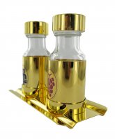 Immagine di 'Ampolline / Bottiglie acqua e vino con vassoio oro'