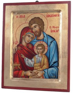 Copertina di 'Icona in legno e foglia oro "Santa Famiglia" - dimensioni 30x23 cm'