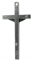 Immagine di 'Croce barretta con Cristo stampato in metallo ossidato - 3 cm'