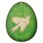 Uovo verde in PVC da appendere con augurio pasquale - altezza 10 cm