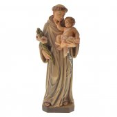 Statua sacra in legno colorato dipinto a mano "Sant'Antonio di Padova" - altezza 30 cm
