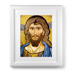 Copertina di 'Quadro  con passe-partout e cornice decorata a sbalzo "Cristo Pantocratore" - 59 x 49 cm'