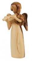 Statuetta in legno d'ulivo "Angelo con flauto" - altezza 7,5 cm