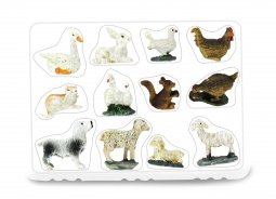 Copertina di 'Statuine animali presepe: set 12 statuette galline, coniglio, cane, oche, pecore, gatto, scoiattolo, in resina dipinta a mano (circa 2,5 cm)'