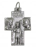 Immagine di 'Croce San Cristoforo + Sacra Famiglia in metallo ossidato - 3,5 cm'