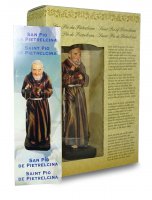 Immagine di 'Statua di San Pio da 12 cm in confezione regalo con segnalibro in IT/EN/ES/FR'