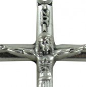 Immagine di 'Croce tondino con Cristo stampato in metallo ossidato - 3,5 cm'