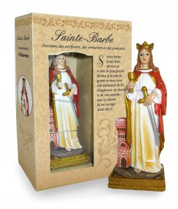 Copertina di 'Statua di Santa Barbara da 12 cm in confezione regalo con segnalibro in versione FRANCESE'