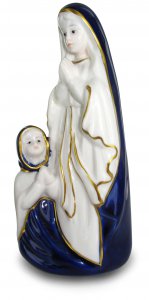 Copertina di 'Madonna di Lourdes con Bernardette in ceramica colorata - cm 10'