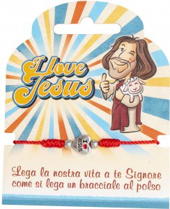 Copertina di 'Braccialetto in corda rossa "I love Jesus"'