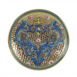 Copertina di 'Patena in ceramica con simbolo IHS "Modello Bizantino" - 15 cm'