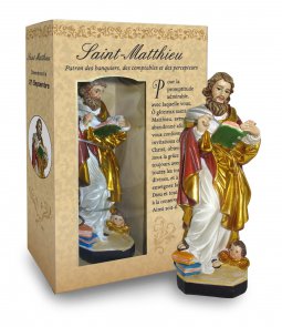 Copertina di 'Statua di San Matteo da 12 cm in confezione regalo con segnalibro in versione FRANCESE'