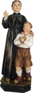 Copertina di 'Statua di San Giovanni Bosco con bambino da 12 cm in confezione regalo con segnalibro in versione FRANCESE'