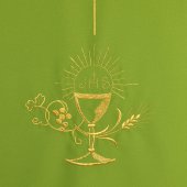 Immagine di 'Coprileggio verde con croce e simboli Prima Comunione'
