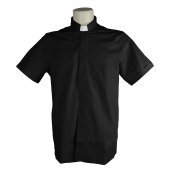 Camicia clergyman nera mezza manica 100% cotone - collo 40