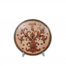 Copertina di 'Patena in ceramica simbolo TAU &quot;Modello Deruta Marrone oro graffito&quot; - 15 cm'