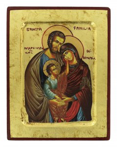Copertina di 'Icona Sacra Famiglia, produzione greca su legno - 18,5 x 14 cm'