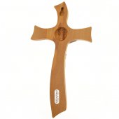 Immagine di 'Croce di San Benedetto in legno d'ulivo e stile moderno - dimensioni 26,5x14 cm'