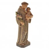 Immagine di 'Statua sacra in legno colorato dipinto a mano "Sant'Antonio di Padova" - altezza 30 cm'