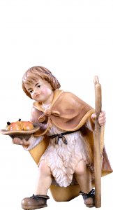 Copertina di 'Bimbo con frutta D.K. - Demetz - Deur - Statua in legno dipinta a mano. Altezza pari a 10 cm.'