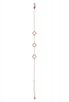 Braccialetto con tre quadrifogli traforati con strass bianchi in argento 925 con bagno in oro rosa