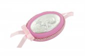 Immagine di 'Set da regalo rosa con sopraculla e cornice in argento "Orsetto"'