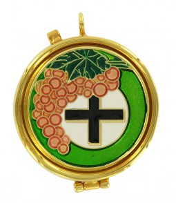 Copertina di 'Teca eucaristica ostie modello uva e croce -  5 cm'