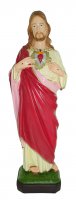 Statua da esterno del Sacro Cuore di Gesù in materiale infrangibile, dipinta a mano, da circa 40 cm