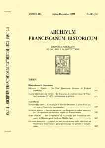 Archivum Franciscanum Historicum n. 2021/3-4