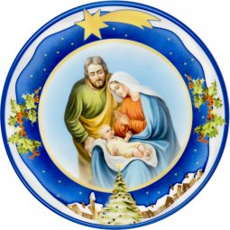 Copertina di 'Piatto natalizio blu effetto ceramica "Nativit" - diametro 13 cm'