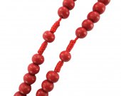 Immagine di 'Rosario economico in legno tondo rosso diametro mm 7 legatura in seta'