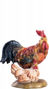 Copertina di 'Gruppo gallo con gallina D.K. - Demetz - Deur - Statua in legno dipinta a mano. Altezza pari a 10 cm.'