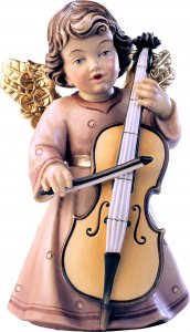 Copertina di 'Statuina dell'angioletto con violoncello, linea da 10 cm, in legno dipinto a mano, collezione Angeli Sissi - Demetz Deur'