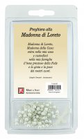 Immagine di 'Rosario perlina bianca mm.4 con preghiera alla Madonna di Loreto'