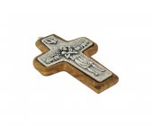 Immagine di 'Croce Papa Francesco  in metallo su legno ulivo cm 5 con laccio'
