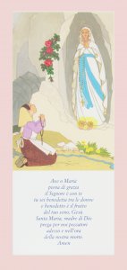 Copertina di 'Tavola Lourdes con preghiera Ave Maria su legno rosa - 26 x 12,5 cm'